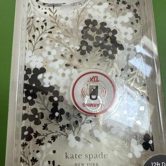 Kate Spade Protective Magsafe Case iPhone 14 Pro Max black Gold white Flower New - Picture 3 of 5